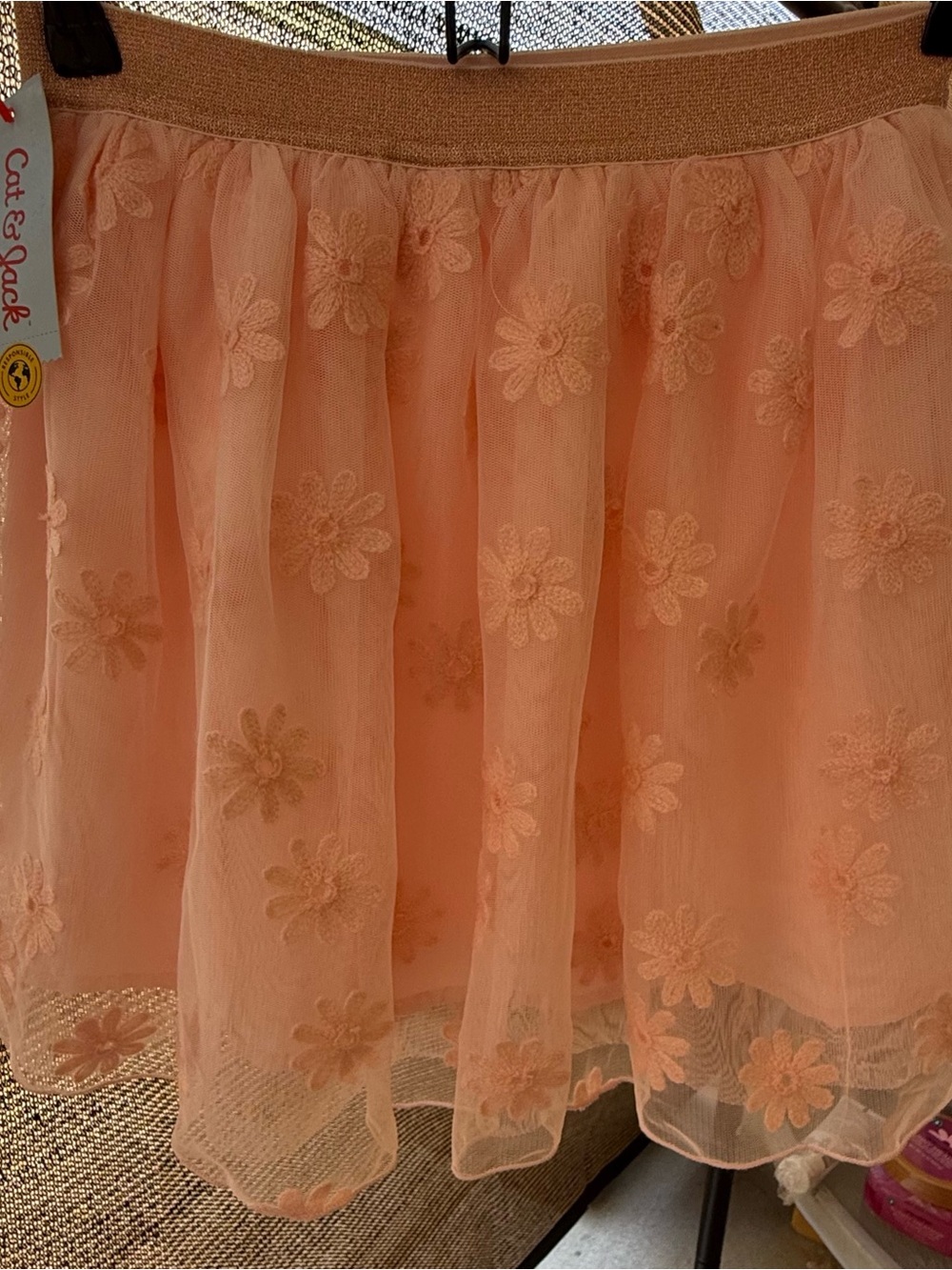 Cat & Jack Peach Floral Tulle Skirt